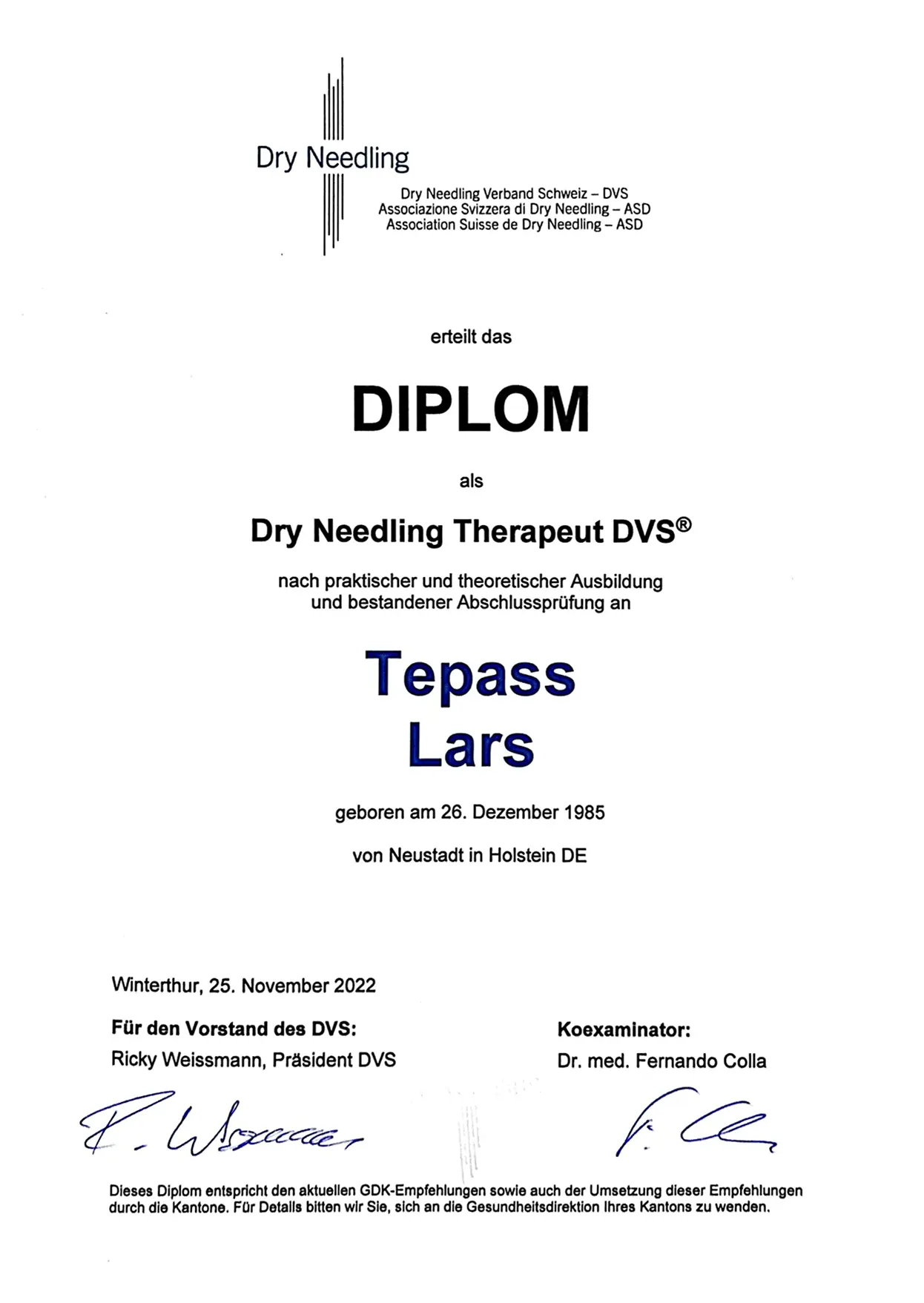 Dry Needling Diplom DRY-NEEDLING_Diplom Physio TEPASS